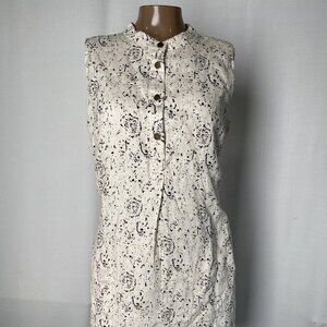 NEW CYNTHIA ROWLEY Women’s Sleeveless Floral Tie-Back Dress Beige/Black Size 2